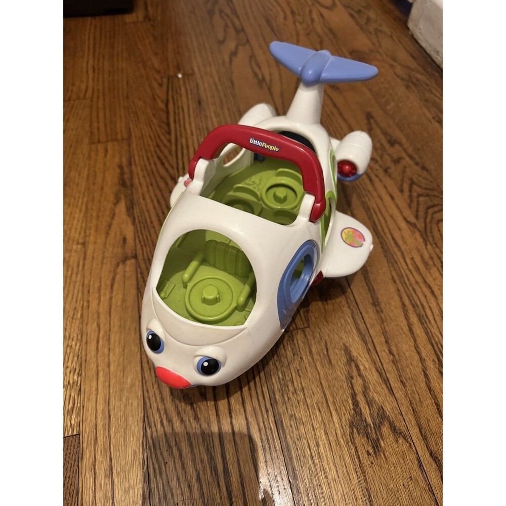 Fisher Price Little People Toy White Plane w/Sounds, Wheels & Lights Fun